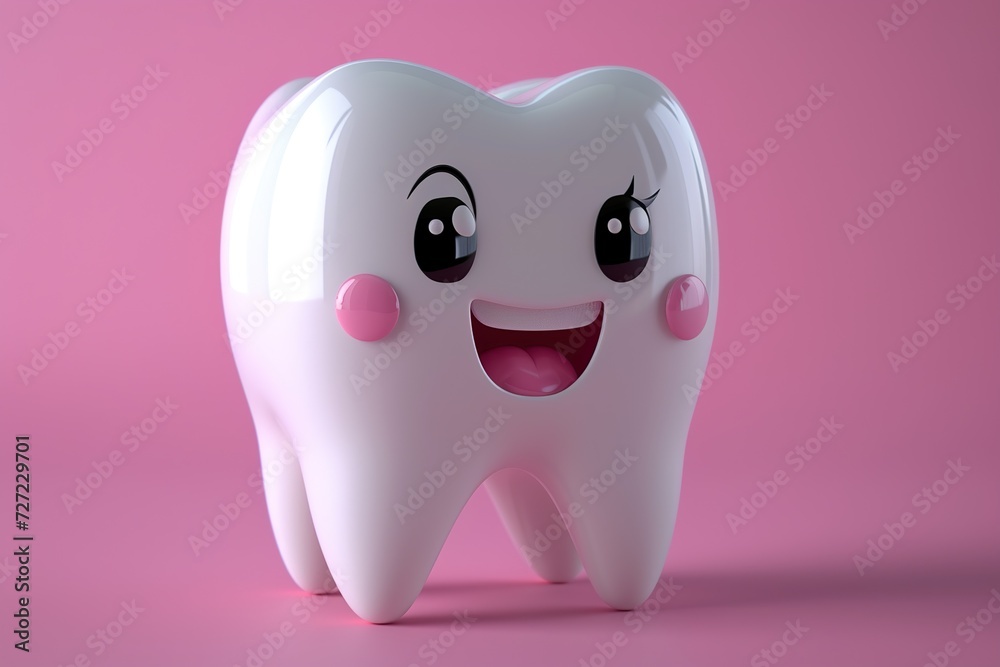 White cartoon Tooth, dental character or mascot,Oral health and dental inspection teeth, 3d rendering White cartoon Tooth, dental character or mascot,Oral health and dental inspection teeth, 3d rendering