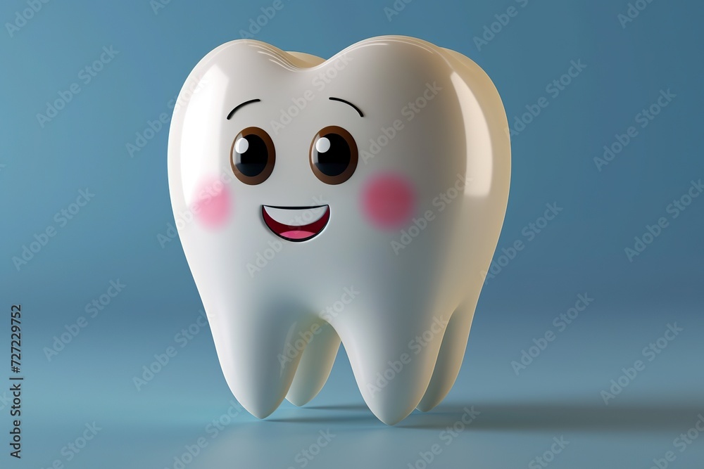 White cartoon Tooth, dental character or mascot,Oral health and dental inspection teeth, 3d rendering White cartoon Tooth, dental character or mascot,Oral health and dental inspection teeth, 3d rendering