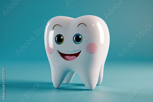 White cartoon Tooth, dental character or mascot,Oral health and dental inspection teeth, 3d rendering