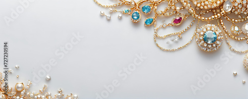 Shop banner background with jewelry decoration.