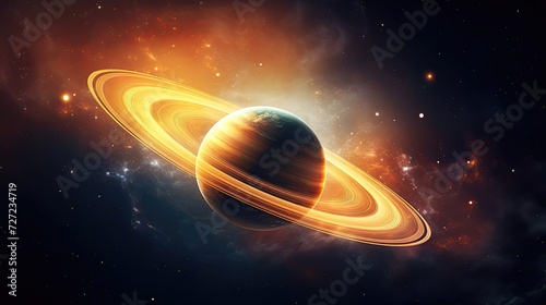 Planet Saturn in space