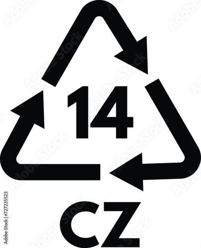 Battery recycling symbol code 14 isolated on white background . Vector illustration