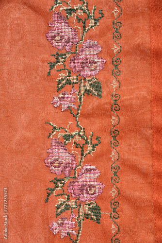 handmade embroidery pattern as background