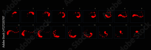 Line fire Animation. Smoke animation. Animation of fire. Sprite sheet for game or cartoon or animation