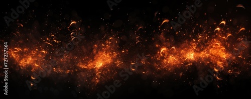 Fire particles on black background