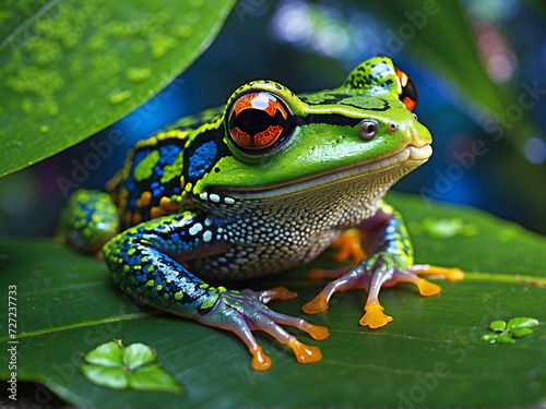 frog on a leaf in a rainforest © iPixwild