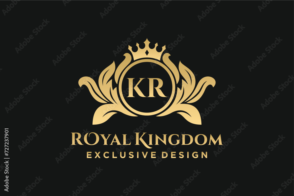 Letter KR template logo Luxury. Monogram alphabet . Beautiful royal initials letter.