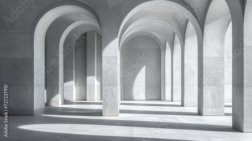 A geometric pattern of arches and pillars  reminiscent of a modernist architectural masterpiece.