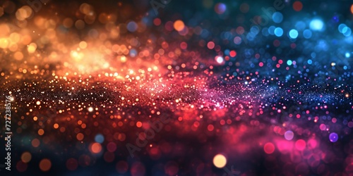 Enhanced energy galaxy with blurred bokeh effect and out of focus lights on dark background.