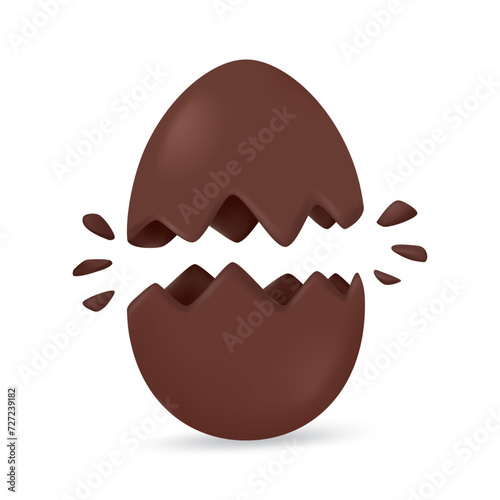 3D Easter eggs. Eggs made of chocolate. Sweet treats to give to children during the Easter Egg Hunting Festival. 3D vector Illustration