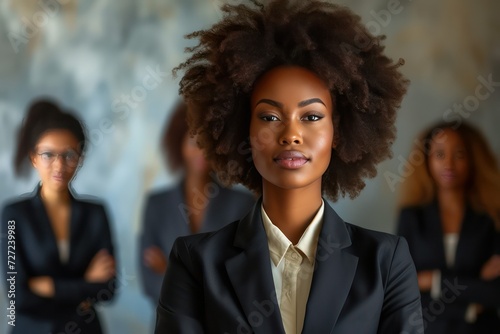 Successful black business woman in suit portrait, Inclusion and diversity in work place photo