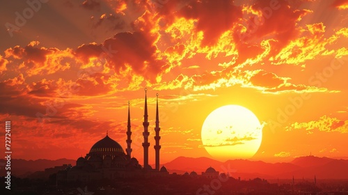 The Sun Sets Behind a Skyscraper, Eid Al-Adha