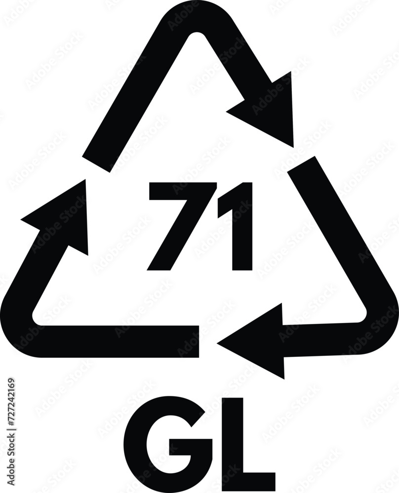 Glass recycling code GL 71 . Green Glass recycling code icon vector Glass recycling code GL 71 . Green Glass recycling code icon vector