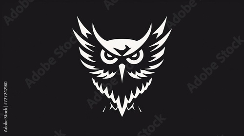 owl logo, black and white, woodcut style, 16:9