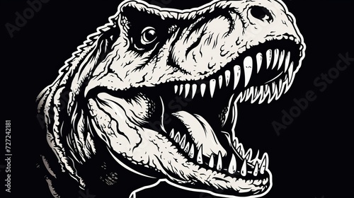 t rex logo  black and white  woodcut style  16 9