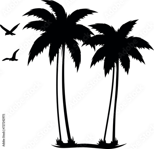 palm tree silhouette with birds