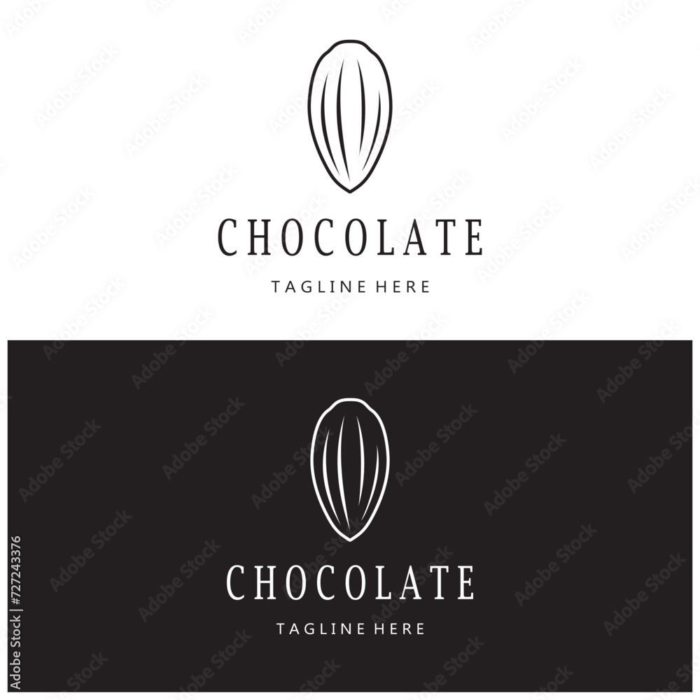 cocoa logo,cocoa bean,cocoa tree,cocoa branches and leaves,chocolate mix on white background,vintage,modern,simple,minimalist icon illustration template design vector