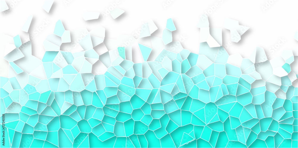 light azure and black Broken Stained Glass Background with White lines Voronoi diagram background. Seamless pattern with shapes vector Vintage Illustration background. Geometric Retro tiles pattern