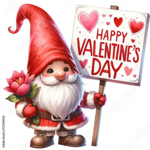 Gnome Valentine Clipart | Cute Romantic Illustrations for Love ProjectsCharming Gnome Couple Clipart on a white isolated background.	 photo