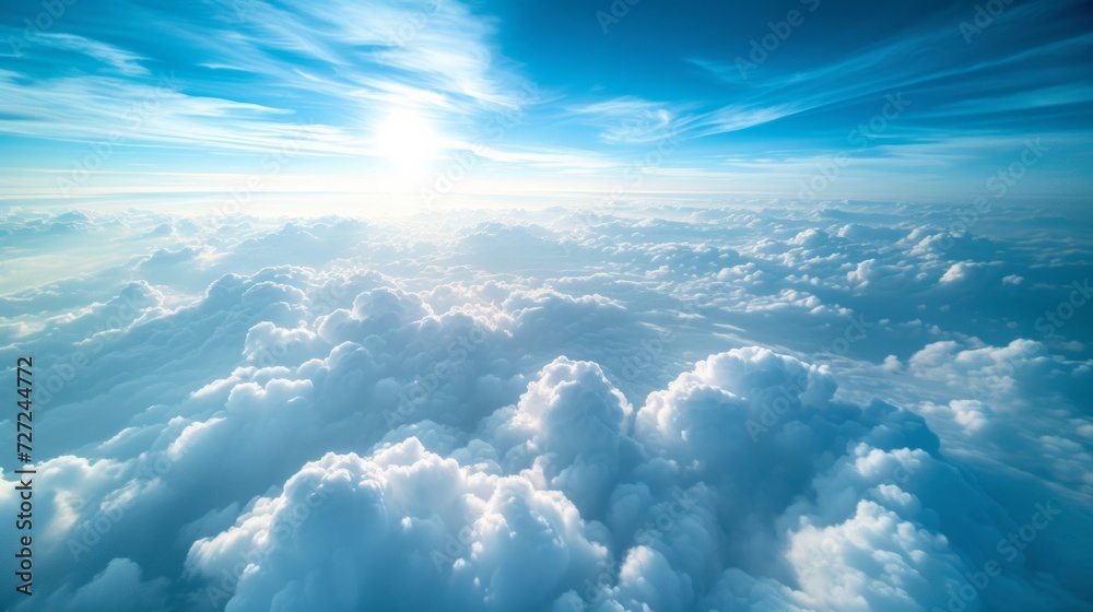 A Stunning View of the Clouds and Blue Sky from Above. A Stunning View of the Clouds and Blue Sky from Above.