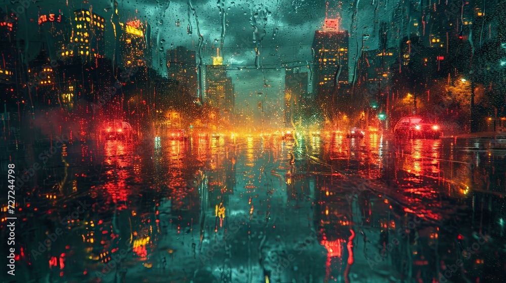 Rainy Metropolis Reflections