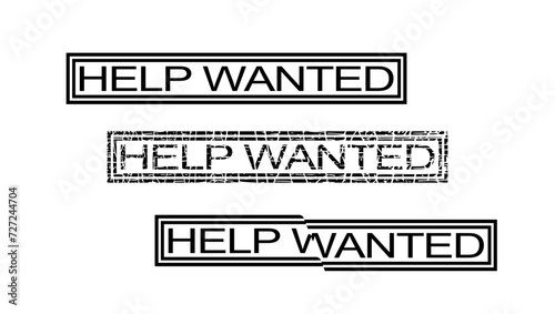 help wanted stamp, black isolated silhouette