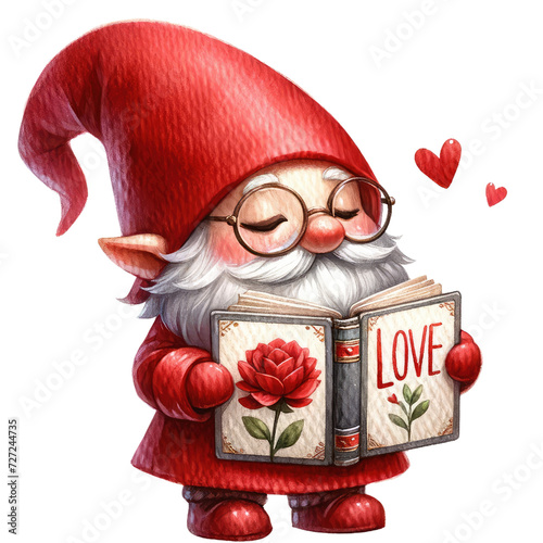 Gnome Valentine Clipart | Cute Romantic Illustrations for Love ProjectsCharming Gnome Couple Clipart | Valentine's Day Digital Art DownloadWhimsical Valentine's on a white isolated background.	 photo