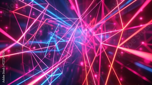 A neon labyrinth of intertwining lines and shapes, evoking a sense of vibrant...