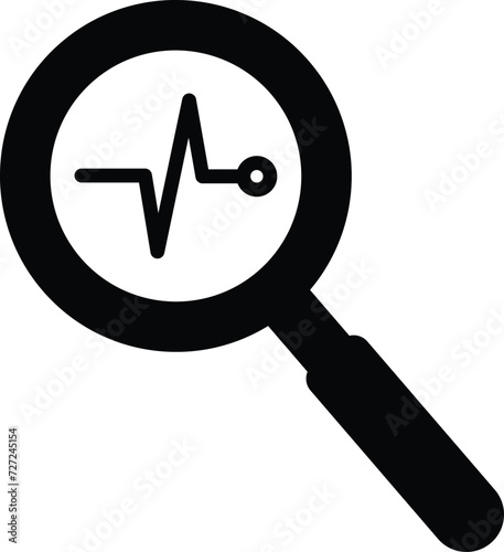 Heartbeat in magnifying glass icon isolated on white background . Vector illustration