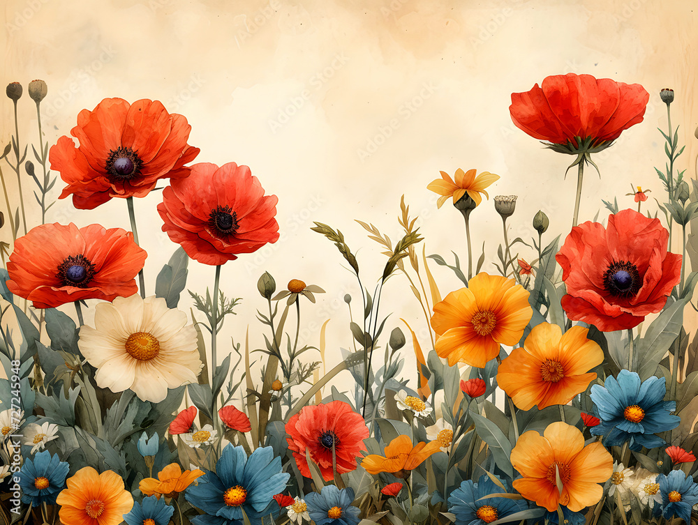 flowers and poppies