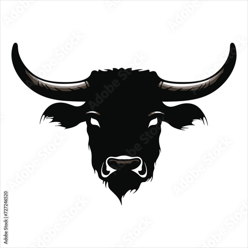 Simple bull logo black and white vector illustration