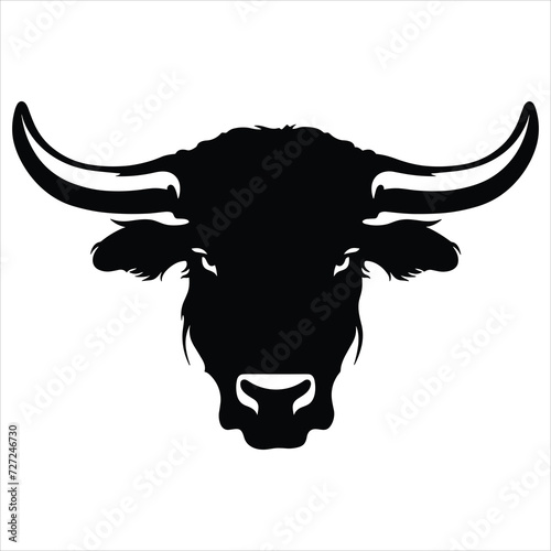Simple bull logo black and white vector illustration