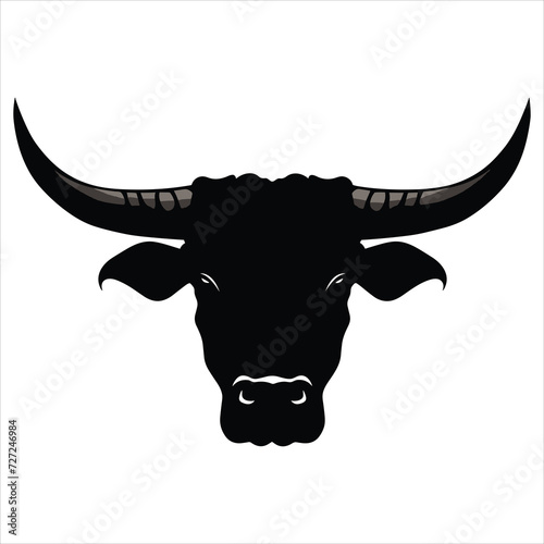 Simple bull logo black and white vector illustration