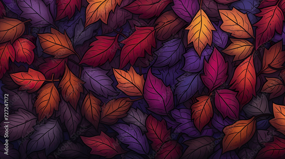 mixed colored leaves wallpaper design