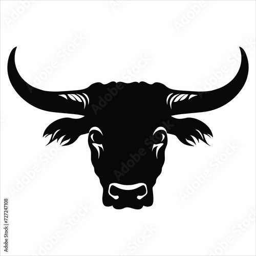 Simple bull logo black and white vector illustration