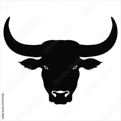 Simple bull logo black and white vector illustration