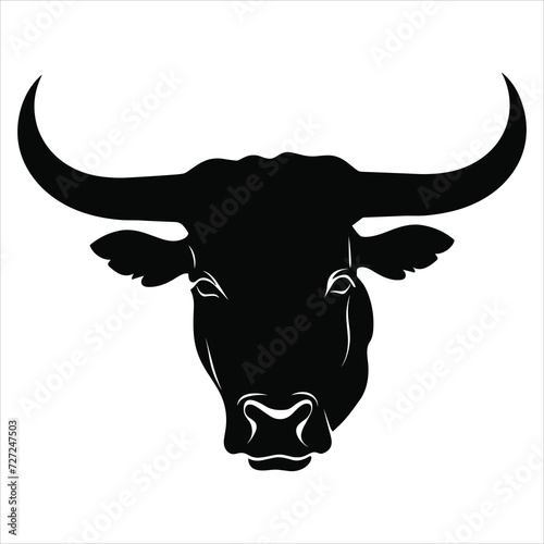 Simple bull logo black and white vector illustration