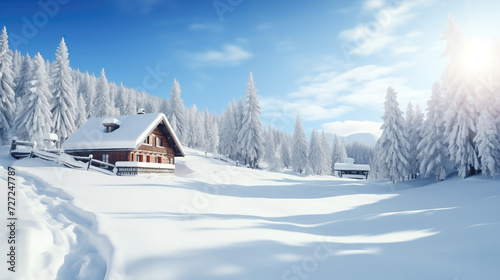 winter cottage wallpaper, wonderful complete in white © Sternfahrer
