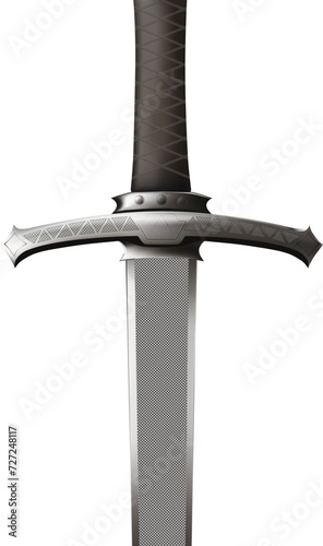 Close up sword with handle, guard and blade, vector illustration