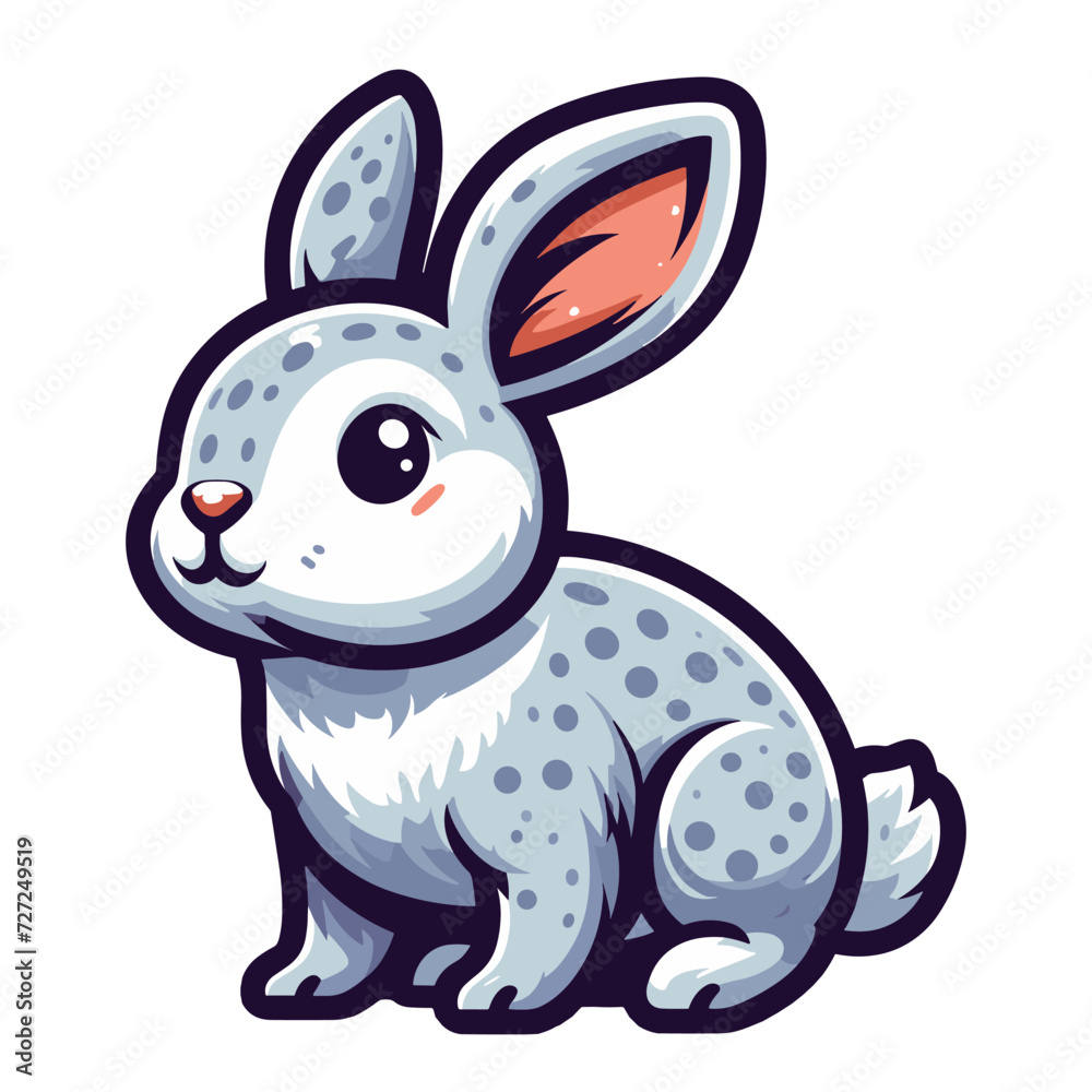 Cute adorable rabbit cartoon character vector illustration, funny easter bunny flat design template isolated on white background Cute adorable rabbit cartoon character vector illustration, funny easter bunny flat design template isolated on white background