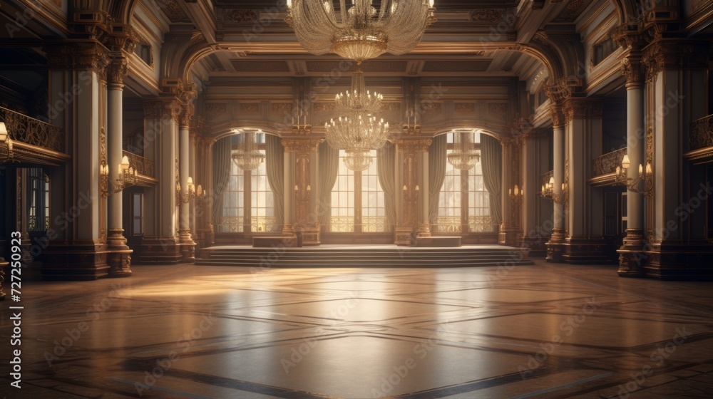 Fototapeta premium Regal ballroom perfect for elegant events and gatherings. Generative AI