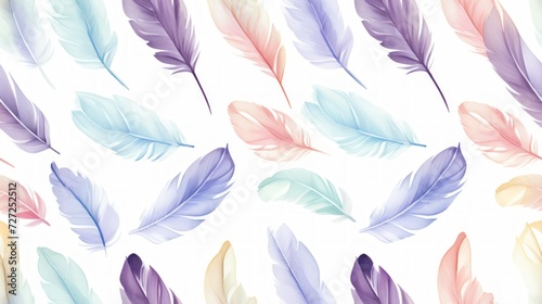 Simple aquarelle feather pattern Generative AI