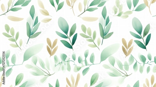 Simple aquarelle leaf pattern Generative AI © vadosloginov