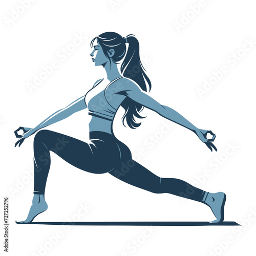 Woman in yoga meditation pose vector illustration, good mental health yoga lifestyle and selfcare flat design style template isolated on white background