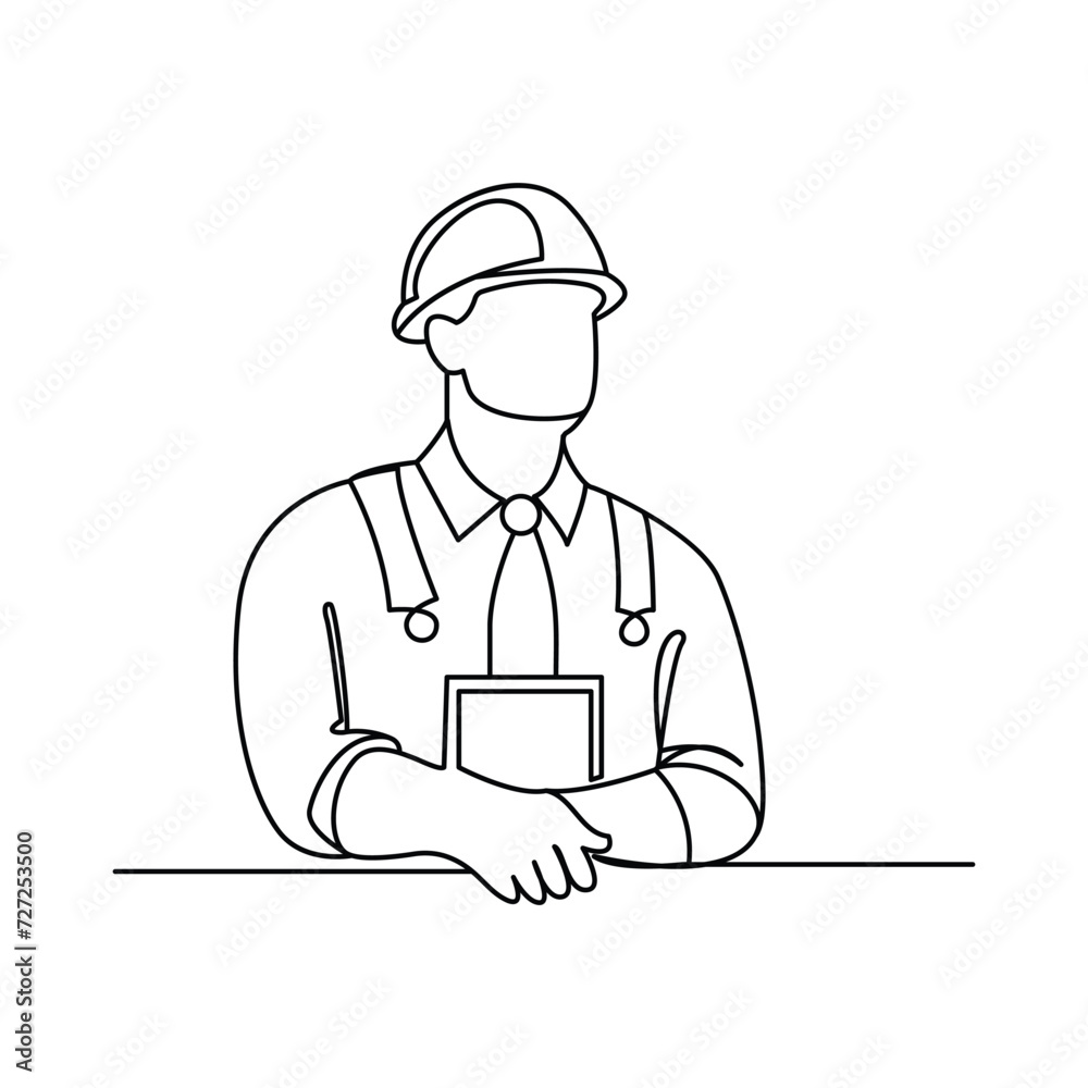 Continuous One line labor day concept outline vector art illustration design.
Continuous One line labor day concept outline vector art illustration design.