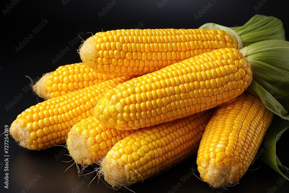 A photo of corn isolated on black background Generative AI A photo of corn isolated on black background Generative AI