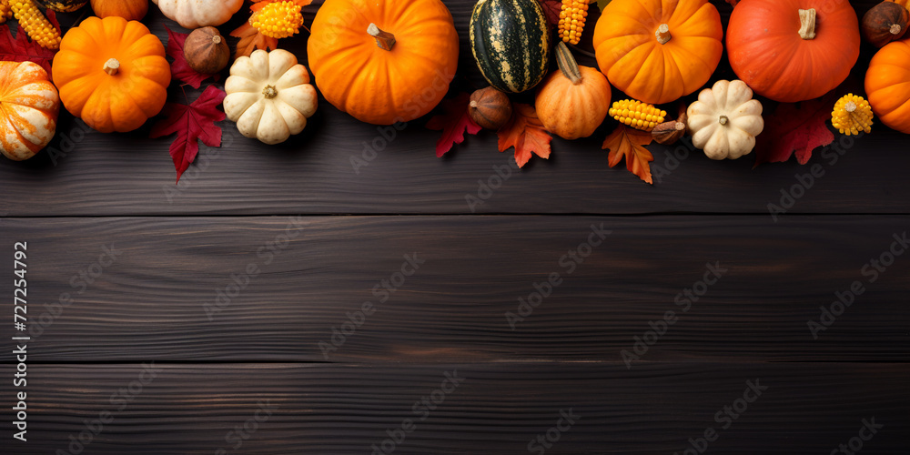 Delicious autumn meal bottom border. AI Generative. Delicious autumn meal bottom border. AI Generative.