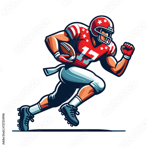 American football player men athlete vector illustration, colorful style American football rugby game male player design template isolated on white background