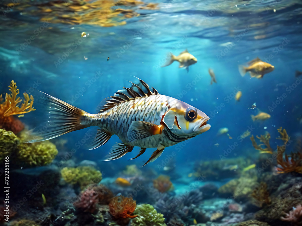 Obraz premium fish in deep sea generative ai
