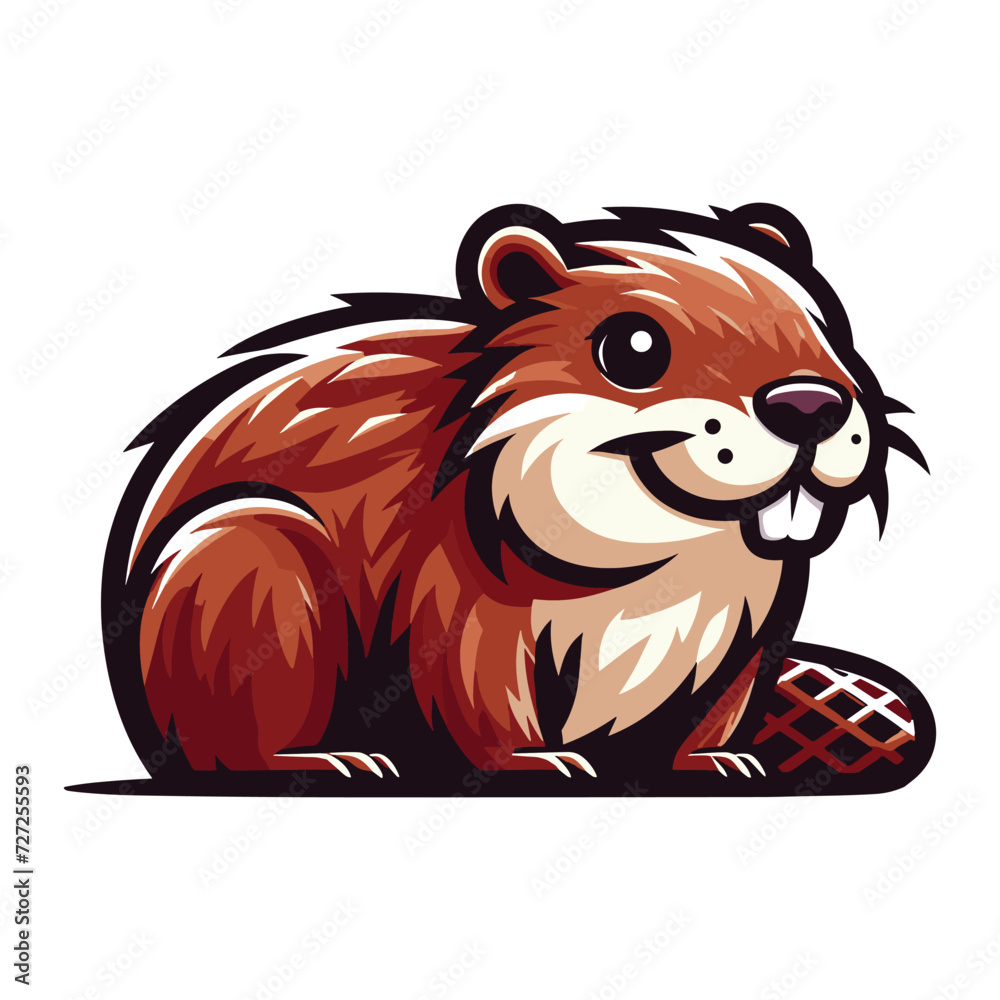 Cute adorable beaver cartoon character vector illustration, funny animal brown beaver flat design mascot logo template isolated on white background Cute adorable beaver cartoon character vector illustration, funny animal brown beaver flat design mascot logo template isolated on white background